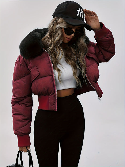 ❄️ Doudoune Femme Courte Matelassée Col Doublé ✨