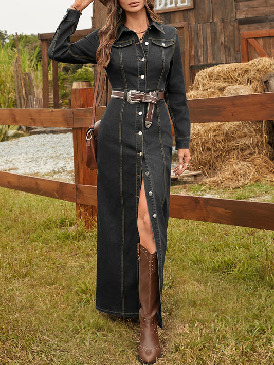 Robe Élégante Ajustée Stretch - Coupe Cintrée Détails Boutons Automne Hiver