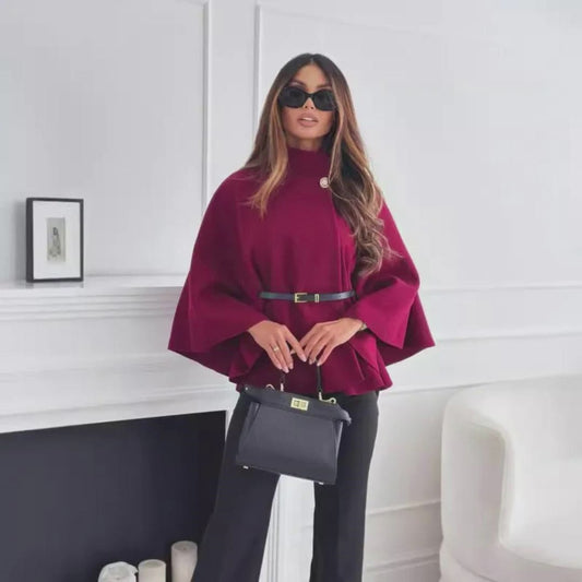 Women's Batwing Sleeve Belted Cape Top